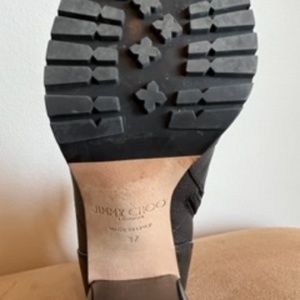 Black Grained Leather Lace-Up Ankle Boot with Crystal Embellishments